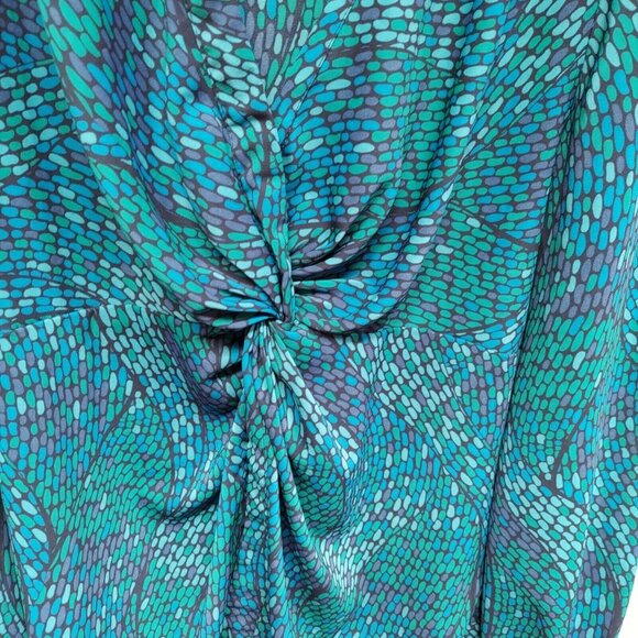 Chadwicks Womens Silky Knot Front Empire Waist Blouse Multicolor Long Sleeve - Picture 4 of 11